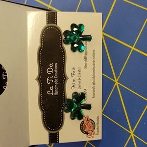 Shamrock Green Earrings Clear Plastic Rubber Post